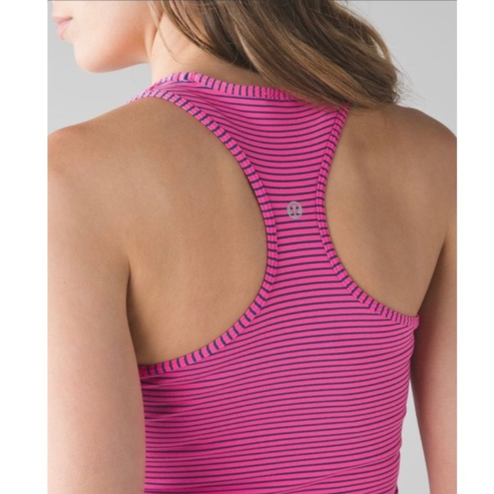 Lululemon Cool Racerback Hyper Stripe Neon Pink 6